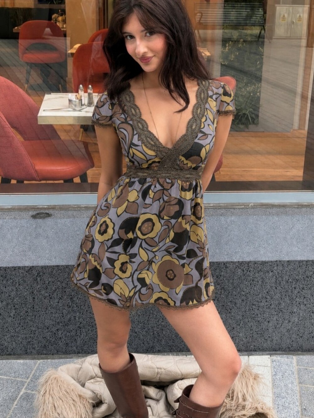 Y2K Costa Blanca Mini Babydoll Dress Size Small Floral (s)